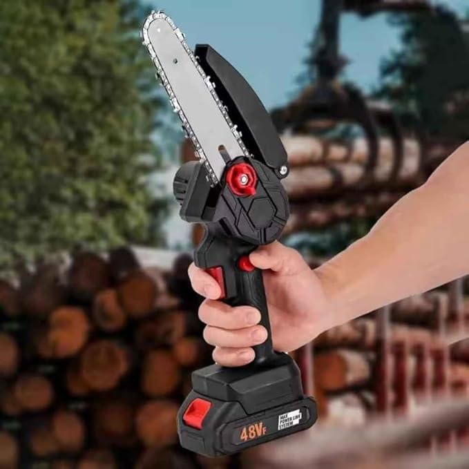 Cordless Battery Powered Electric Chainsaw for Tree Trimming, Wood Cutting