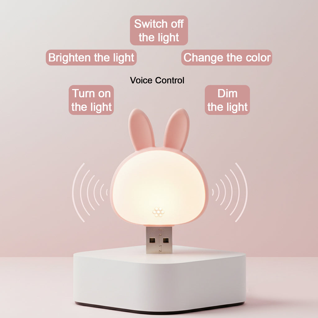 Cute Usb Rabbit Night Light With Sound  Voice Activation