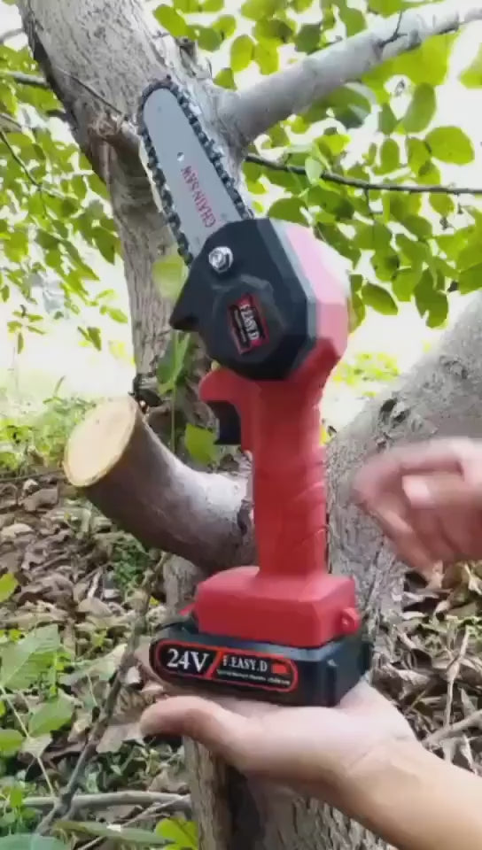 Cordless Battery Powered Electric Chainsaw for Tree Trimming, Wood Cutting